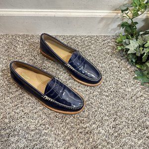 G.H. Bass & Co Weejuns Whitney Blue Patent Leather Penny Loafers Shoes 6.5 M